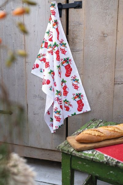 Ambiente® Geschirrtuch X-Mas stockings, (2-tlg, 2-teilig), Geschirrtücher ca. 50x70cm Baumwolle
