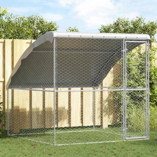 vidaXL Hundekäfig mit Speicher Silber 2 x 2 x 2 m Verzinkter Stahl 42008377