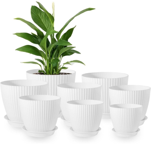 Homeuouz 8er Set Blumentopf mit Untersetzer 19/17.5/16.5/16/14/13/11.5/10cm