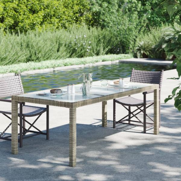 vidaXL Gartentisch Beige 190x90x75 cm Gehärtetes Glas und Poly Rattan 316717