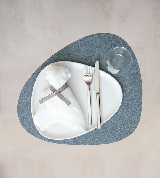 LIND DNA Platzset HIPPO Tischset Curve light blue 37 x 44 cm, Table Mat Curve L Hippo Light Blue