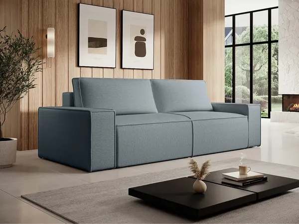 Vente-unique - AMELIA Sofa Stoff Blau - B 102 cm x H 85 cm x L 257 cm