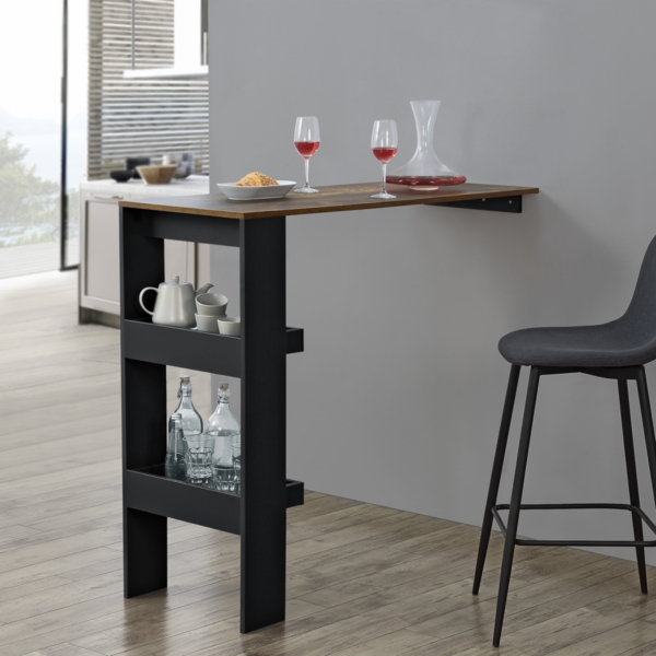 Bartisch Bromölla 120x45x106 cm Schwarz/Eiche dunkel en. casa Bild 1