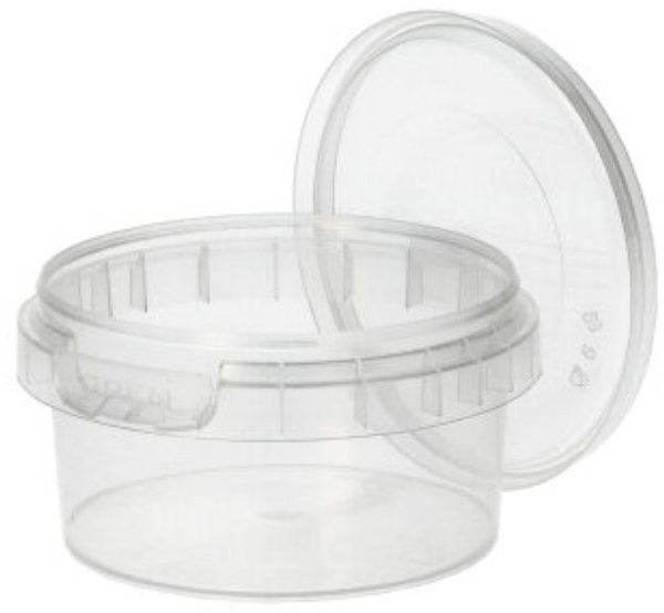 50 Feinkostbecher, PP rund 80 ml Ø 6,9 cm · 3,65 cm transparent mit Originalitätsverschluss