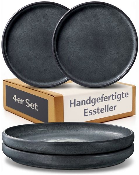 Cosumy Speiseteller Speiseteller Set Ø26 cm, 4er Set, reaktive Glasur, (4 St), Handgefertigte reaktive Glasur, Spülmaschine & Mikrowelle