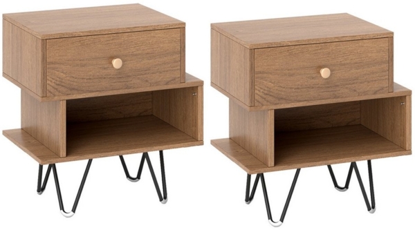 COSTWAY Nachttisch (2-St), 2er Set, mit Schublade & offenem Fach