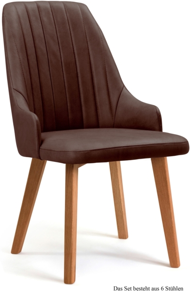 Esszimmerstuhl (6er-Set) Daryl 52 x 91 x 60 Eiche geölt/Braun