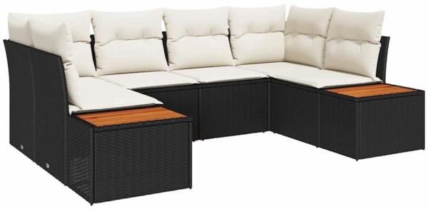 vidaXL Garten-Sofa-Set mit Kissen 6 pcs Schwarz und Creme Poly Rattan 3356822