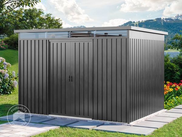 GFP Primeyard Gerätehaus Metall Gartenhaus 260 x 200 x 200 cm Geräteschuppen Schiebetür grau