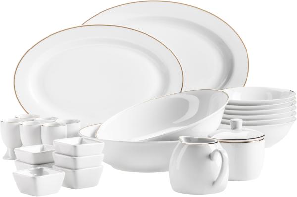 Mäser 931735 Kombiservice Professional Dining für 6 Personen, Porzellan, weiß (1 Set, 24-teilig)