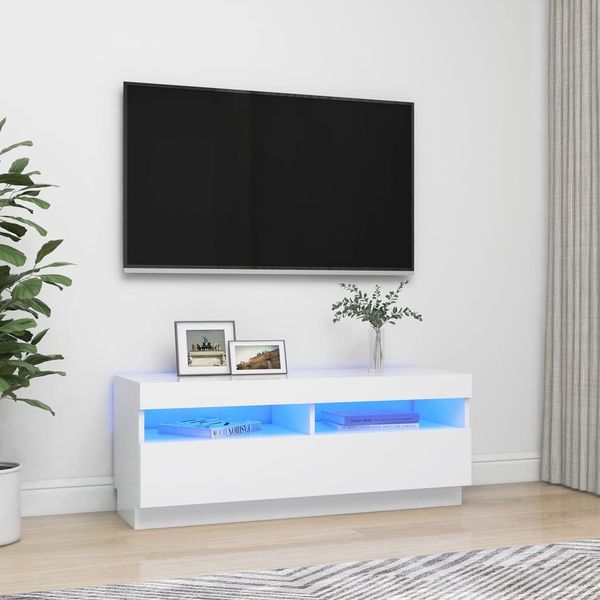 vidaXL TV-Schrank mit LED-Leuchten Weiß 100x35x40 cm 804454