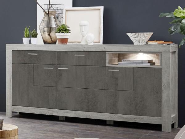 Sideboard >Gravesend< in Nickel matt aus MDF - 196x100x42cm (BxHxT)