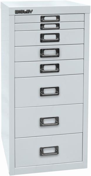 BISLEY MultiDrawer, 29er Serie, DIN A4, 8 Schubladen, Metall, 645 Lichtgrau, 38 x 27,9 x 59 cm