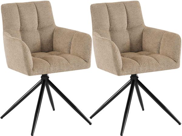 CLP Esszimmerstühle 2er Set, Sessel Jonah drehbar mit Armlehnen, bis 150 kg,hellbraun