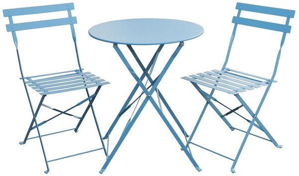 SVITA Balkonmöbel Bistroset Stuhl Tisch Garten Bistro Cafe Metall Klappmöbel Set Blau