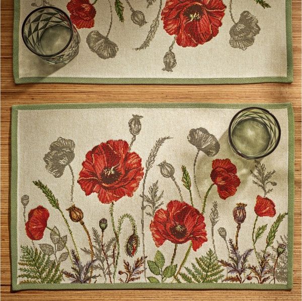 sander table + home Platzset Tischset "Poppy Meadow" 2er-Pack, Gobelin Blumen
