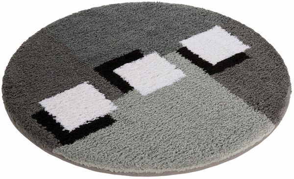 my home Badematte Ada, Badvorleger, Badezimmer Teppich, Höhe 21 mm, rutschhemmend beschichtet, fußbodenheizungsgeeignet, schnell trocknend, strapazierfähig, Polyester, rund, Badteppich, Badematten auch als 3 teiliges Set erhältlich