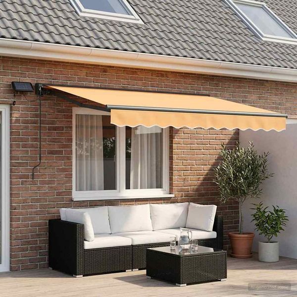 vidaXL Manueller Markisenrahmen mit LEDs Sand 3,5 x 2,5 m 3426004