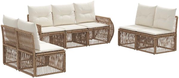 vidaXL Gartensofa-set 7 pcs Beige und Cremeweiß Poly-Rattan 3435387