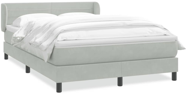vidaXL Boxspringbett mit Matratze Hellgrau 140x210 cm Samt 3317607