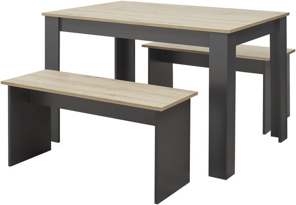 Essgruppe >Maria< (3-tlg.) in Artisan Eiche Dekor, anthrazit - 120x75x80 (BxHxT)