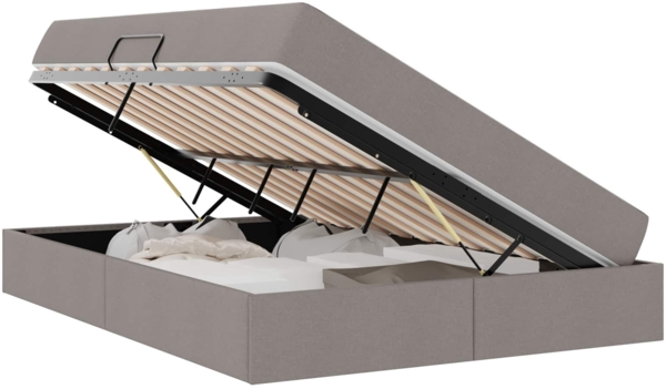 vidaXL Aufbewahrungsbett mit Matratze Taupe 140x190 cm Polyester 3399661