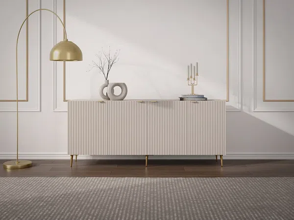Vente-unique - YESINIA Sideboard Holz, Platte Beige - B 45 cm x H 80 cm x L 190 cm
