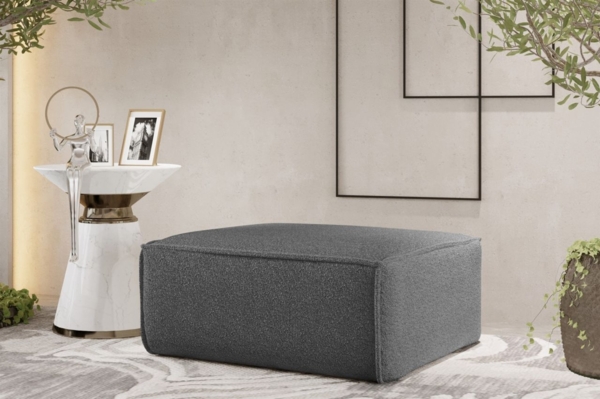 Polsterhocker Designerhocker CELES PREMIUM 105x105 cm Stoff Ascot Bukla Graphit