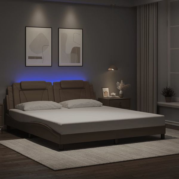 vidaXL Bettgestell "Viana" mit LED ohne Matratze Cappuccino-Braun 180x200 cm 3214040