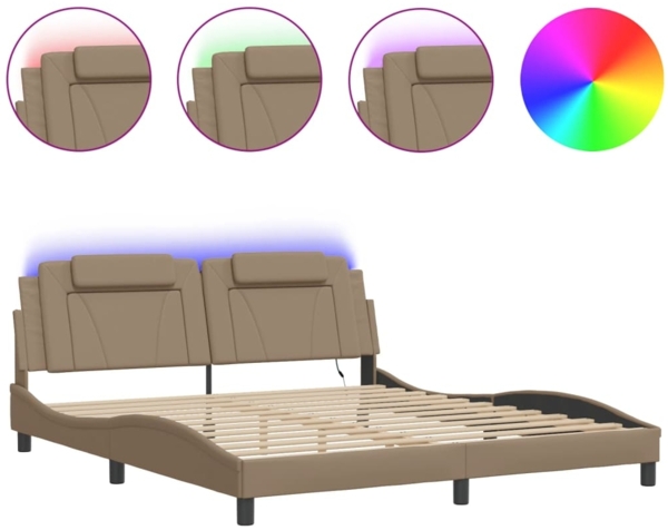 vidaXL Bettgestell "Viana" mit LED ohne Matratze Cappuccino-Braun 180x200 cm 3214040 Bild 1