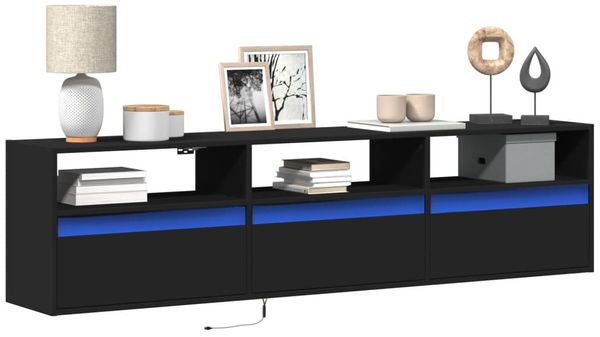 TV-Wandschrank, TV-Hängeboard Fernsehschrank mit LED Schwarz 180 x 31 x 45 cm
