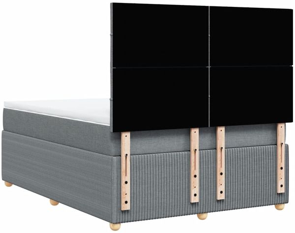 vidaXL Boxspringbett mit Matratze Hellgrau 160x200 cm Stoff 3294407 Bild 8