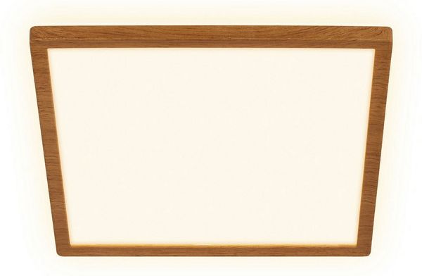 BRILONER - LED Deckenlampe mit indirektem Licht, flach, warmweißes Licht, Lampe, Deckenleuchte, Wohnzimmerlampe, LED Panel, Küchenlampe, Schlafzimmerlampe, 29 x 29 x 3 cm, Holzrahmen