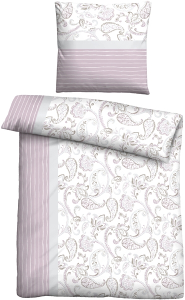Traumhaft schlafen - Castell - Markenbettwäsche Feinbiber Bettwäsche 0351110 PAISLEY, viola, 1x 135x200 cm + 1x 80x80 cm