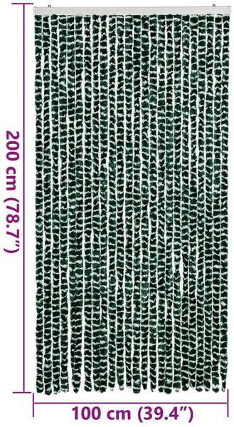 vidaXL Fliegenvorhang Grün und Weiß 100x200 cm Chenille 377385 Bild 7
