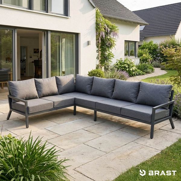 BRAST Gartenlounge-Set Aluminium Adria, viele Varianten & Module, (Loungemöbel Essgruppe Gartenmöbel, bis zu 5 Personen, Sofa Sessel Tisch), Ecksofa-Lounge