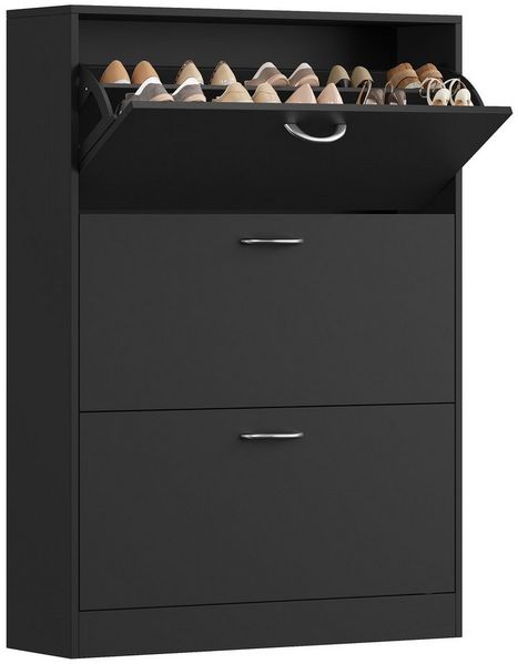 Homfa Schuhschrank mit 2/3 Klappen Schuhregal (1-St) Schuhkipper weiß 2 Türen/3Türen 80/100 x 80 x 23.5 cm