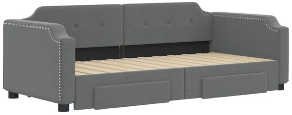 vidaXL Tagesbett Ausziehbar mit Schubladen Dunkelgrau 80x200 cm Stoff 3197666 Bild 3