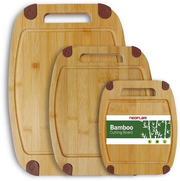 NEOFLAM® Schneidebrett BiJu Antibakterielles Schneidebrettset, 3tlg. - Bambus, Bambus, (3-St)