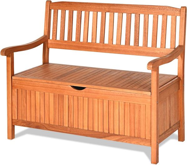 KOMFOTTEU Gartenbank Sitzbank, mit Stauraum, belastbar bis 300kg