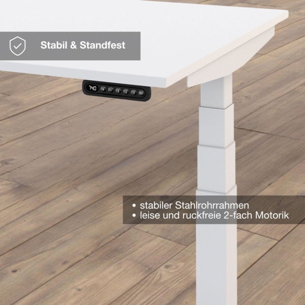 ASSMANN Elektrisch Höhenverstellbarer Familien Schreibtisch Pitino 140x70cm Eiche Natura Signalweiß Metall Holz Bild 6