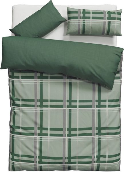 H.I.S Wendebettwäsche Talin, Linon, 2 teilig, NEUHEIT in Gr. 135x200 oder 155x220 cm, 100% Baumwolle, Karo-Design Bild 2
