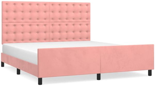 Doppelbett, Bettgestell Modernen mit Kopfteil Rosa 160x200 cm Samt d1090e