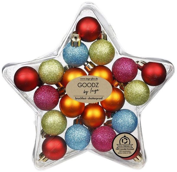 MAGIC by Inge Weihnachtsbaumkugel, Weihnachtskugeln Kunststoff 3cm in Sternbox 20er Set - Mille Fiori
