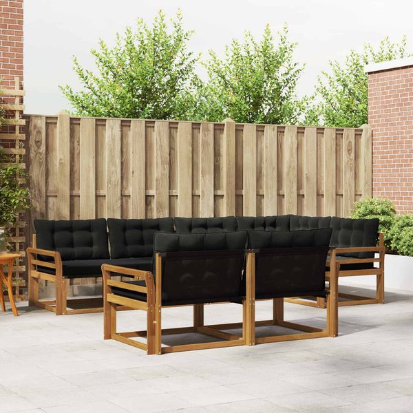 vidaXL Outdoor-Sofagarnitur mit Kissen 7 pcs Natürlich und Schwarz 3369555