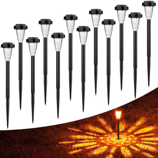 FIFlying Solarlampen für Außen, 12 Stück Warmweiß LED Solarleuchten Garten Deko, IP65 Wasserdichte Terrasse Solarlampe für Rasen, Hof, Wege, Garten, Außen, Beleuchtung der Garageneinfahrt