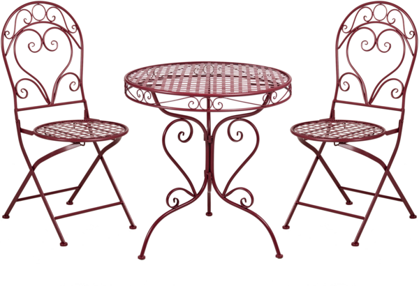 Bistro Set ALBINIA Metall Burgunderrot