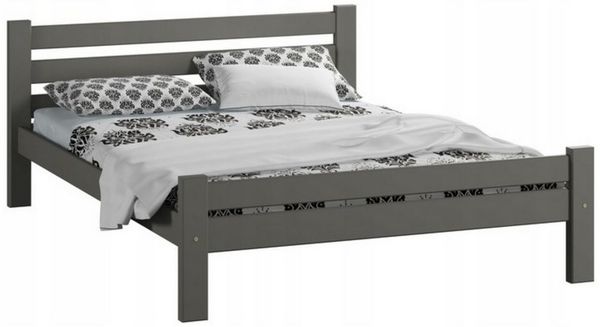 Home Collective Bettgestell Massivholzbett, Einzelbett mit Lattenrost & sicherem Lack, 210x172x72 cm, Grau