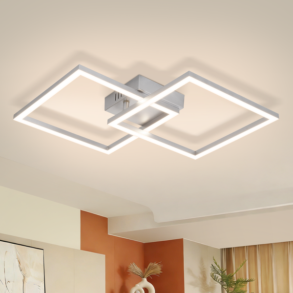 ZMH LED Deckenleuchte 24W Silber 4000K Neutralweiß Eckig Drehbar Modern Design Lampe für Schlafzimmer Wohnzimmer Küche Flur