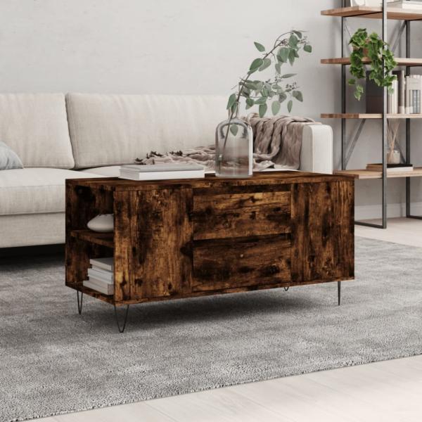 vidaXL Couchtisch Räuchereiche 102x44,5x50 cm Holzwerkstoff 831001